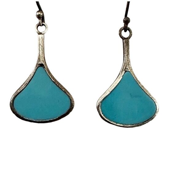 Sterling silver turquoise drop earrings - Picture 9 of 12